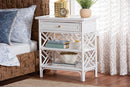 Brimmes Natural Rattan Nightstand with Drawer and Shelves Baxton
