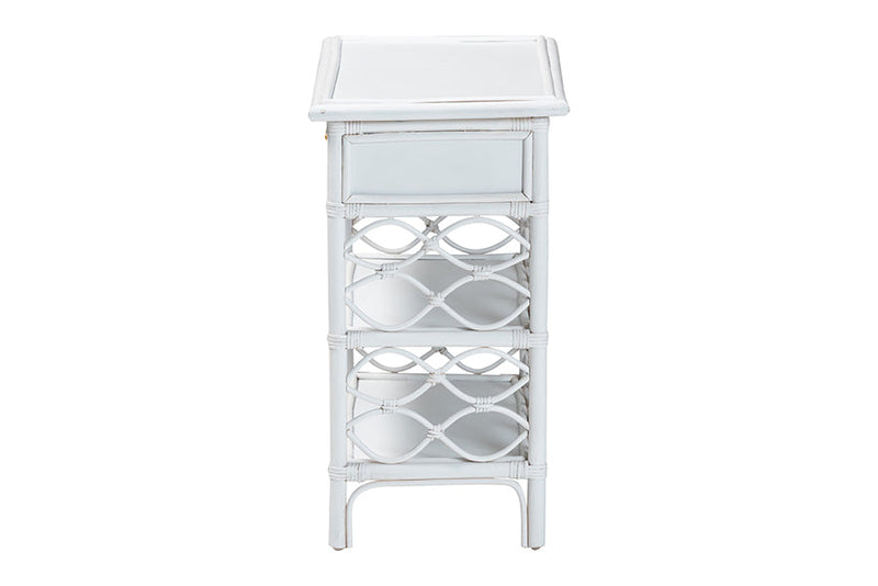 Adita Natural Rattan Nightstand with Drawer and Open Shelves Baxton