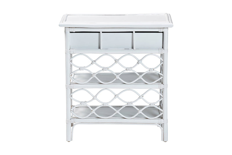 Adita Natural Rattan Nightstand with Drawer and Open Shelves Baxton