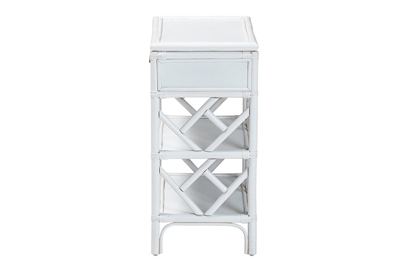 Sinclaire Natural Rattan Nightstand with Drawer and Open Shelves Baxton