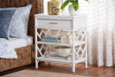 Sinclaire Natural Rattan Nightstand with Drawer and Open Shelves Baxton