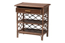 Adita Natural Rattan Nightstand w/Drawer and Open Shelves Baxton