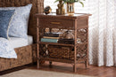Adita Natural Rattan Nightstand w/Drawer and Open Shelves Baxton