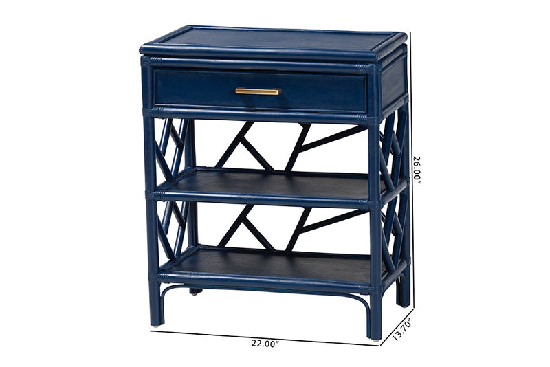 Sinclaire Natural Rattan Nightstand w/Drawer and Open Shelves Baxton