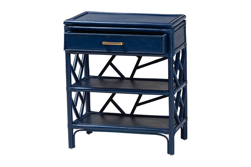Sinclaire Natural Rattan Nightstand w/Drawer and Open Shelves Baxton
