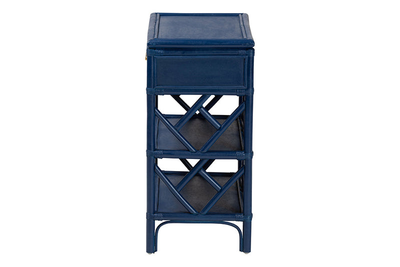 Sinclaire Natural Rattan Nightstand w/Drawer and Open Shelves Baxton