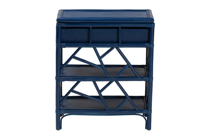 Sinclaire Natural Rattan Nightstand w/Drawer and Open Shelves Baxton