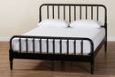 Bernice Farmhouse Black Spindle Wood Queen Size Platform Bed Baxton