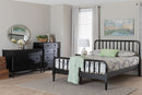 Bernice Farmhouse Black Spindle Wood Queen Size 4Pc Bedroom Set Baxton