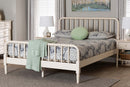 Bernice Farmhouse Ivory Spindle Wood King Size Platform Bed Baxton