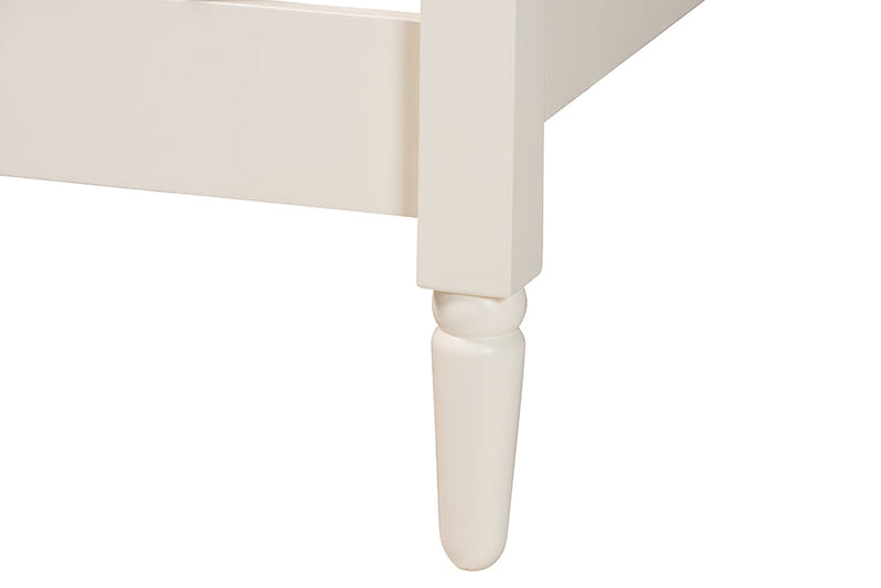Bernice Farmhouse Ivory Spindle Wood King Size 4Pc Bedroom Set Baxton