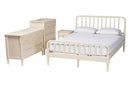 Bernice Farmhouse Ivory Spindle Wood Queen Size 4Pc Bedroom Set Baxton