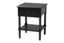 Bernice Farmhouse Black Spindle Wood 1-Drawer Nightstand Baxton