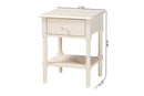 Bernice Farmhouse Ivory Spindle Wood 1-Drawer Nightstand Baxton