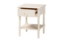 Bernice Farmhouse Ivory Spindle Wood 1-Drawer Nightstand Baxton
