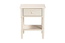 Bernice Farmhouse Ivory Spindle Wood 1-Drawer Nightstand Baxton