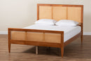 Webb Light Walnut Queen Platform Bed with Woven Rattan Baxton