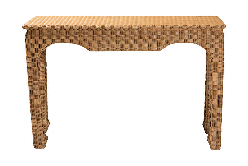 Albion Handwoven Natural Rattan Console Table Baxton