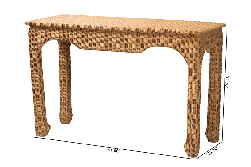 Albion Handwoven Natural Rattan Console Table Baxton