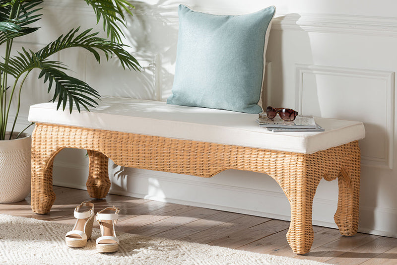 Albion Ming Style Natural Rattan Bench Baxton