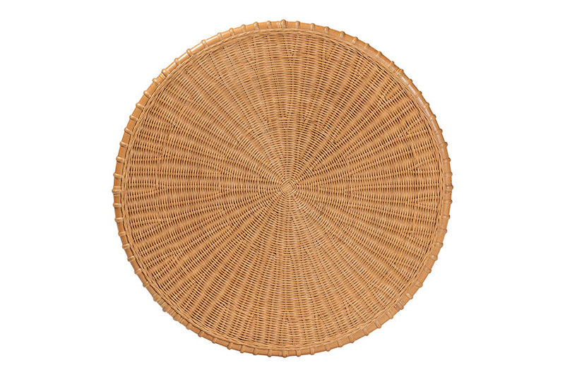 Jamila Natural Rattan Coffee Table with Splayed Legs Baxton