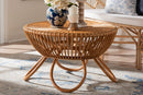 Jamila Natural Rattan Coffee Table with Splayed Legs Baxton