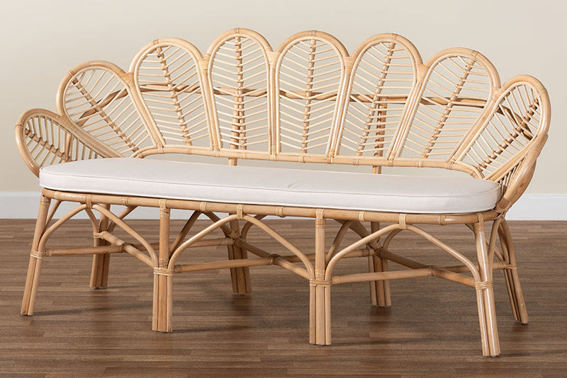Hartman Natural Rattan Accent Bench with Removable Cushion Baxton