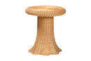 Benji Scallop Natural Rattan Pedestal Side Table Baxton