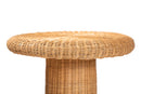 Benji Scallop Natural Rattan Pedestal Side Table Baxton