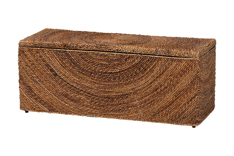 Niko Handwoven Seagrass Storage Bench with Removable Lid Baxton