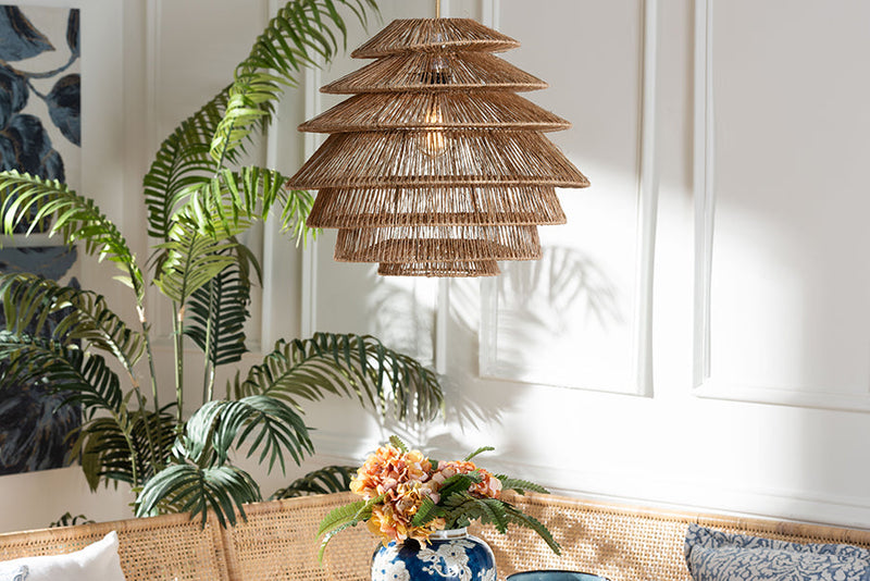 Iskra Handwoven Jute Pendant Lampshade Baxton
