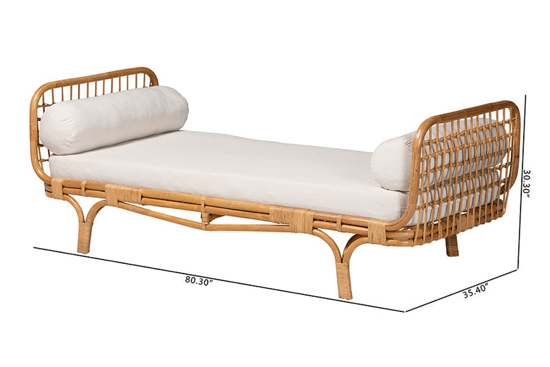 Adita Handwoven Natural Rattan Daybed with Cushion Baxton