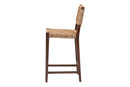 Delilah Handwoven Seagrass Bar Stool with Mahogany Wood Frame Baxton
