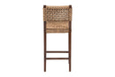 Delilah Handwoven Seagrass Bar Stool with Mahogany Wood Frame Baxton