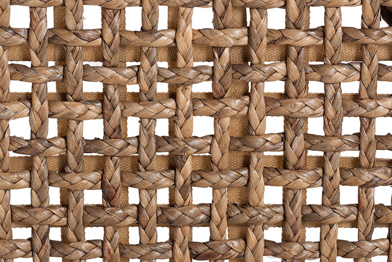 Delilah Handwoven Seagrass Bar Stool with Mahogany Wood Frame Baxton