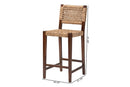 Delilah Handwoven Seagrass Bar Stool with Mahogany Wood Frame Baxton