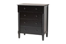 Bernice Farmhouse Black Spindle Wood 5-Drawer Chest Baxton