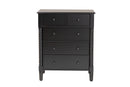 Bernice Farmhouse Black Spindle Wood 5-Drawer Chest Baxton