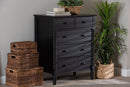 Bernice Farmhouse Black Spindle Wood 5-Drawer Chest Baxton
