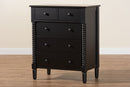 Bernice Farmhouse Black Spindle Wood 5-Drawer Chest Baxton