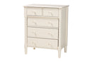 Bernice Farmhouse Ivory Spindle Wood 5-Drawer Chest Baxton