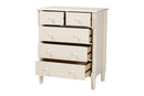 Bernice Farmhouse Ivory Spindle Wood 5-Drawer Chest Baxton