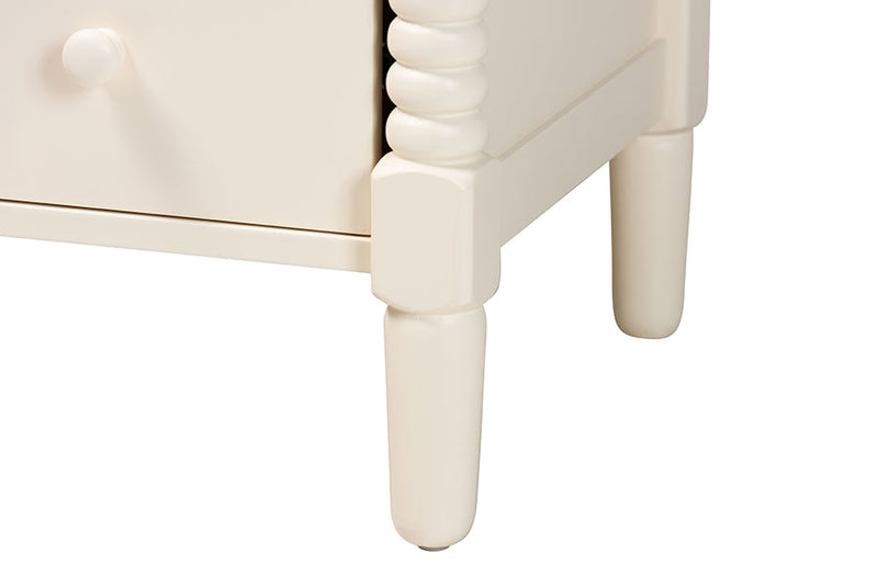 Bernice Farmhouse Ivory Spindle Wood 5-Drawer Chest Baxton