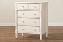 Bernice Farmhouse Ivory Spindle Wood 5-Drawer Chest Baxton