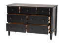 Bernice Farmhouse Black Spindle Wood 7-Drawer Dresser Baxton