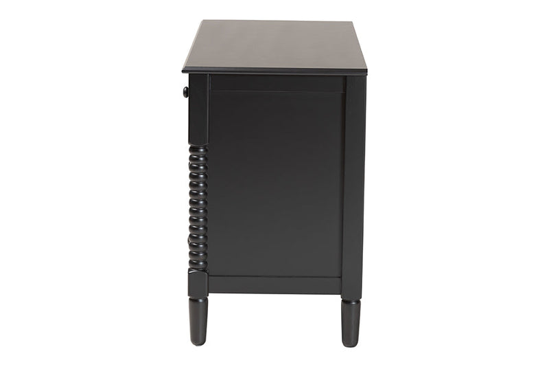 Bernice Farmhouse Black Spindle Wood 7-Drawer Dresser Baxton