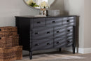 Bernice Farmhouse Black Spindle Wood 7-Drawer Dresser Baxton