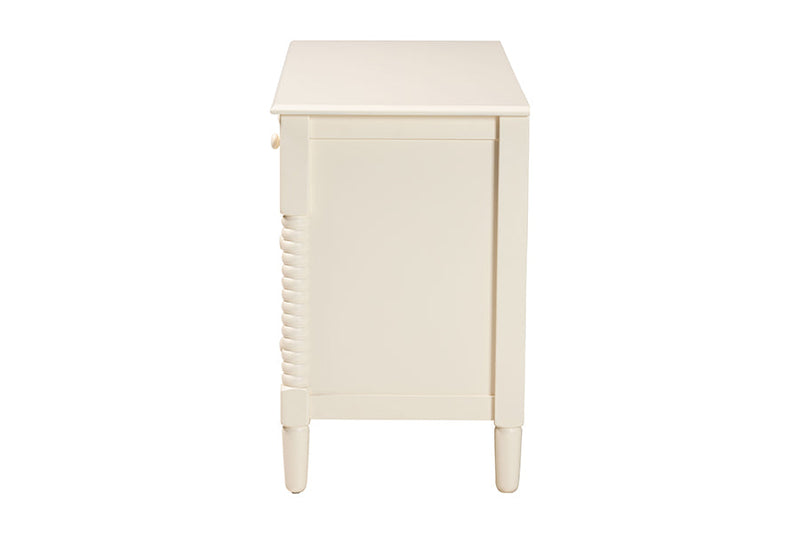 Bernice Farmhouse Ivory Spindle Wood 7-Drawer Dresser Baxton