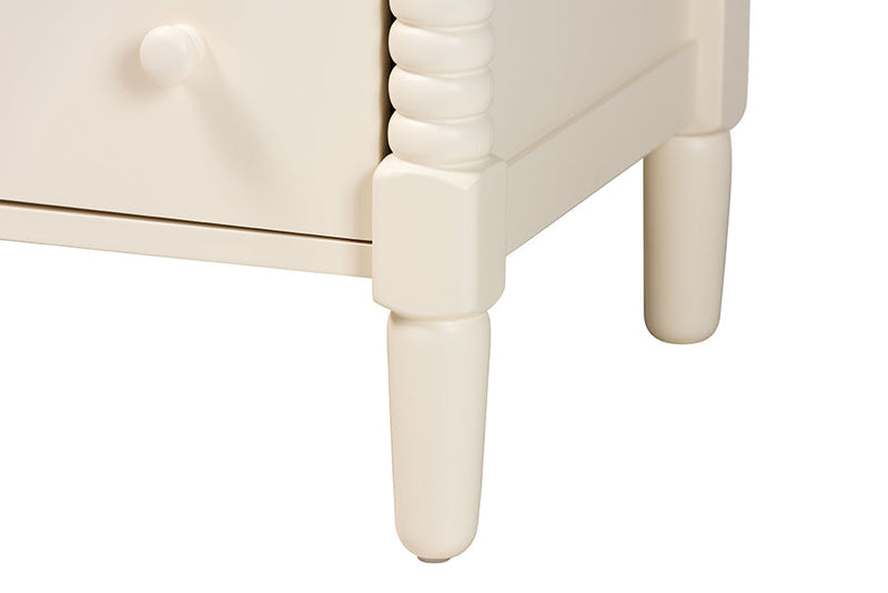 Bernice Farmhouse Ivory Spindle Wood 7-Drawer Dresser Baxton