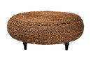 Romana Handwoven Seagrass Coffee Table with Wooden Legs Baxton
